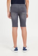 Load image into Gallery viewer, شورت بخصر مطاطي باللون الرمادي للأولاد الكبار