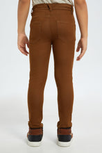 Load image into Gallery viewer, بنطلون جينز سادة باللون البني للأولاد الصغار