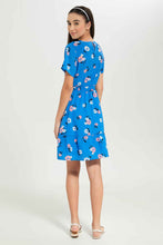 Load image into Gallery viewer, فستان بطبعة أزهار باللون الأزرق للبنات الكبار