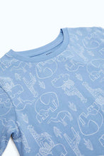 Load image into Gallery viewer, تي شيرت باللون الأزرق بطبعة الفيل وأكمام قصيرة للأولاد