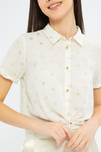 Load image into Gallery viewer, بلوزة بربطة أمامية باللون البيج للبنات الكبار
