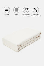Load image into Gallery viewer, ملاءة مسطحة صلبة مكونة من 3 قطع باللون العاجي (حجم مزدوج)