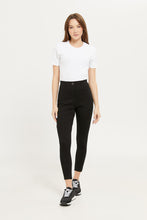 Load image into Gallery viewer, سروال نسائي أسود كامل الطول مع زر