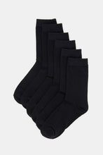 Load image into Gallery viewer, طقم جوارب طويلة باللون الأسود للأولاد الكبار (3 قطع)