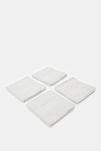 Load image into Gallery viewer, مجموعة مناشف الوجه القطنية المزخرفة باللون الرمادي (4 قطع)