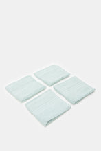 Load image into Gallery viewer, مجموعة مناشف الوجه القطنية المزخرفة باللون النعناعي (4 قطع)