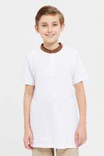 Load image into Gallery viewer, قميص بولو بياقة ماندارين أبيض للأولاد الكبار