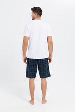 Load image into Gallery viewer, طقم بيجامة باللون الأبيض والأخضر للرجال (قطعتين)