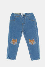 Load image into Gallery viewer, بنطلون جينز بطبعة فوكس باللون الأزرق للأولاد الرضع