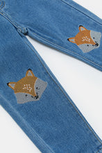 Load image into Gallery viewer, بنطلون جينز بطبعة فوكس باللون الأزرق للأولاد الرضع