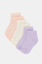Load image into Gallery viewer, طقم جوارب مطبوع متعدد الألوان للبنات حديثي الولادة (4 أزواج)