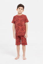 Load image into Gallery viewer, طقم بيجامة مطبوع باللون البرتقالي (قطعتين)