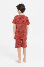 Load image into Gallery viewer, طقم بيجامة مطبوع باللون البرتقالي (قطعتين)