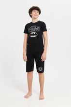 Load image into Gallery viewer, طقم بيجامة أسود بطبعة باتمان للأولاد الكبار (قطعتان)