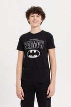 Load image into Gallery viewer, طقم بيجامة أسود بطبعة باتمان للأولاد الكبار (قطعتان)