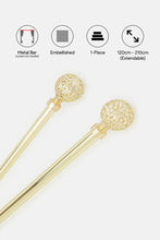 Load image into Gallery viewer, قضيب ستارة مفرد قابل للتمديد بلمسة نهائية من الساتان الذهبي مع نهاية دائرية