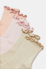 Load image into Gallery viewer, مجموعة جوارب مزخرفة متنوعة للفتيات الرضع (3 أزواج)