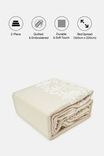 Load image into Gallery viewer, غطاء سرير مزخرف باللون البيج مكون من قطعتين (مقاس مفرد)