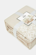 Load image into Gallery viewer, غطاء سرير مزهر مكون من 3 قطع باللون البيج (مقاس كبير)