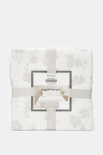 Load image into Gallery viewer, غطاء سرير من قطعتين من قماش الجاكار باللونين الأبيض والرمادي (مقاس مفرد)