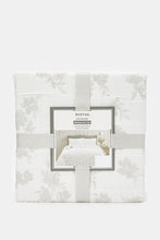 Load image into Gallery viewer, غطاء سرير مكون من 3 قطع مزين بالزهور باللونين الأبيض والرمادي (حجم مزدوج)