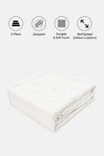 Load image into Gallery viewer, غطاء سرير جاكار مكون من 3 قطع باللون البيج (حجم مزدوج)