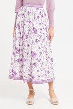 Load image into Gallery viewer, تنورة نسائية أرجوانية مجمعة مطبوعة