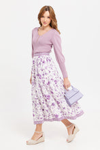 Load image into Gallery viewer, تنورة نسائية أرجوانية مجمعة مطبوعة