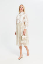 Load image into Gallery viewer, تنورة بدانتيل باللون البيج للبنات الصغار