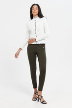 Load image into Gallery viewer, سروال زيتوني بجيب مزدوج وزر: أخضر