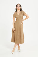 Load image into Gallery viewer, فستان نسائي مخطط بياقة على شكل V