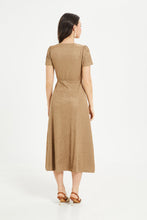 Load image into Gallery viewer, فستان نسائي مخطط بياقة على شكل V