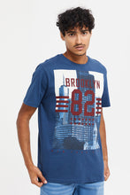 Load image into Gallery viewer, تيشيرت مطبوع باللون الأزرق للرجال