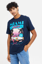 Load image into Gallery viewer, تيشيرت مطبوع باللون الكحلي للرجال