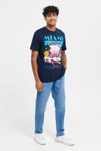 Load image into Gallery viewer, تيشيرت مطبوع باللون الكحلي للرجال