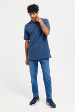 Load image into Gallery viewer, قميص بولو مطبوع باللون الأزرق للرجال