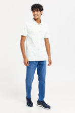 Load image into Gallery viewer, قميص بولو مطبوع باللون الأخضر والأبيض للرجال