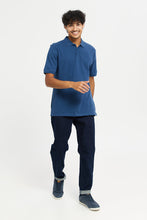 Load image into Gallery viewer, قميص بولو سادة باللون الأزرق للرجال