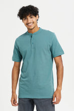 Load image into Gallery viewer, قميص بولو بياقة ماندارين باللون الأخضر للرجال