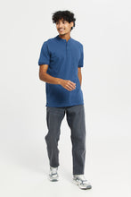 Load image into Gallery viewer, قميص بولو بياقة ماندارين باللون الأزرق للرجال