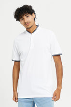 Load image into Gallery viewer, قميص بولو بياقة باللون الأبيض للرجال