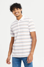 Load image into Gallery viewer, قميص بولو مخطط باللون الأبيض للرجال