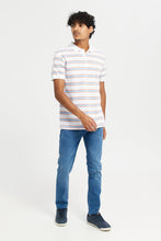 Load image into Gallery viewer, قميص بولو مخطط باللون الأبيض للرجال