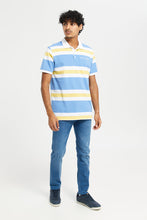 Load image into Gallery viewer, قميص بولو مخطط باللون الأزرق للرجال