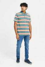 Load image into Gallery viewer, قميص بولو مخطط باللون الأخضر للرجال