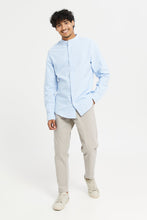 Load image into Gallery viewer, قميص بياقة ماندارين باللون الأزرق للرجال