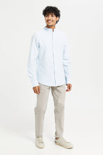 Load image into Gallery viewer, قميص بياقة ماندارين باللون الأزرق للرجال