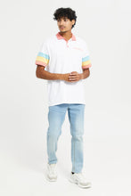 Load image into Gallery viewer, قميص بولو بياقة باللون الأبيض للرجال