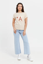 Load image into Gallery viewer, تي شيرت نسائي مطبوع باللون البيج