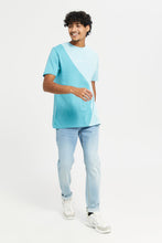 Load image into Gallery viewer, تيشيرت مطبوع باللون الأزرق للرجال